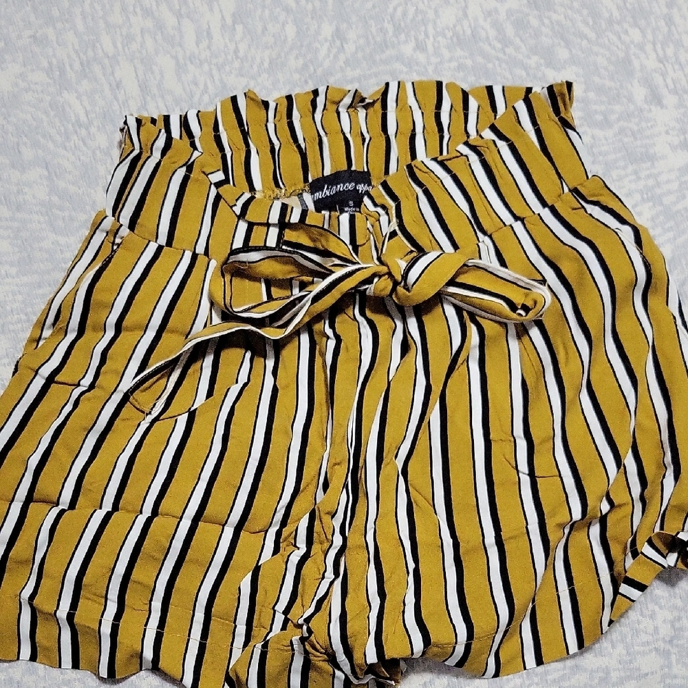 Striped Yellow Women's Shorts